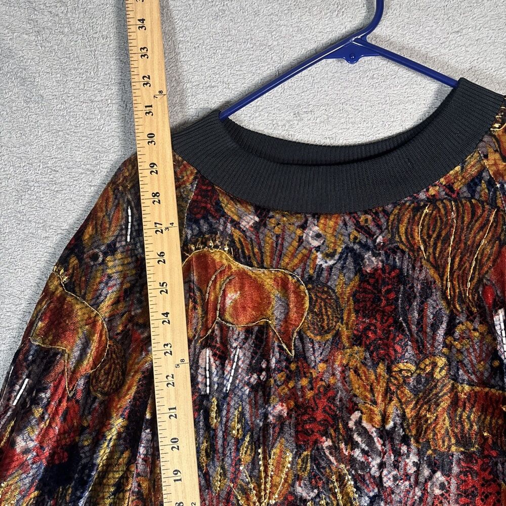 VNTG Judith Ann Creations Sweater Women's Size 2X Lined Rayon Artsy Horse Farm - Picture 9 of 16